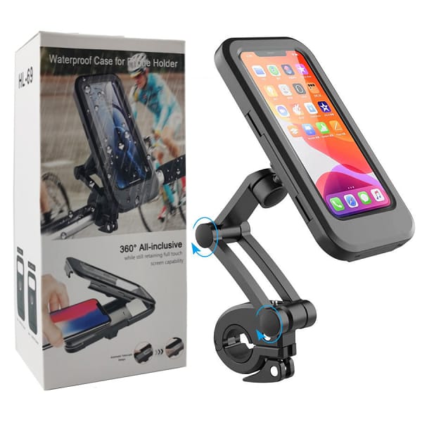 H-63 Waterproof Bicycle & Motorcycle Phone Holder | 360° Rotating Touchscreen Mount