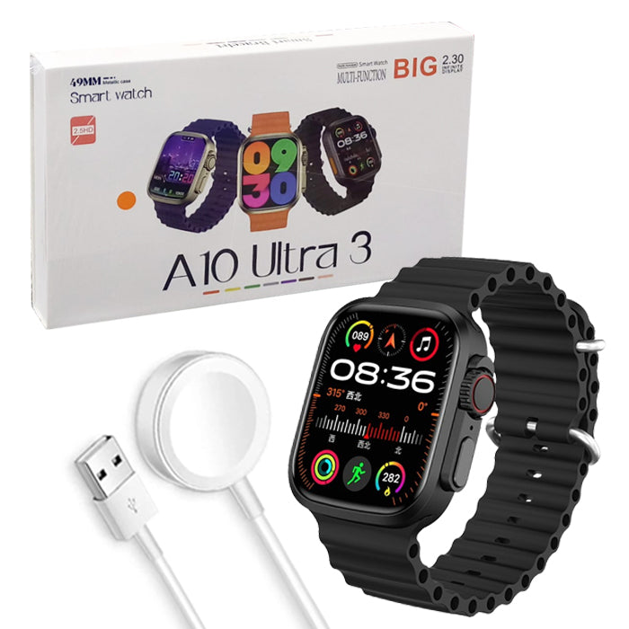 A10 Ultra 3 Smart Watch with 2.30 inch display and magnetic charger