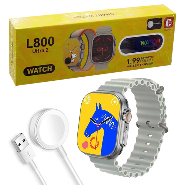 L800 Ultra 2 Smart Watch with 1.99 inch infinite display and wireless charger